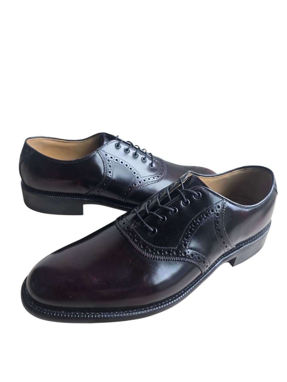 NEW Vintage Johnston & Murphy Aristocraft Burgundy/Black Leather Saddle Oxfords